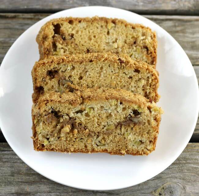 A plate of sliced bread on a white plate.