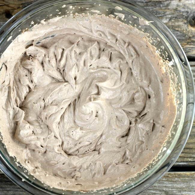 Chocolate whipped cream in a bowl.
