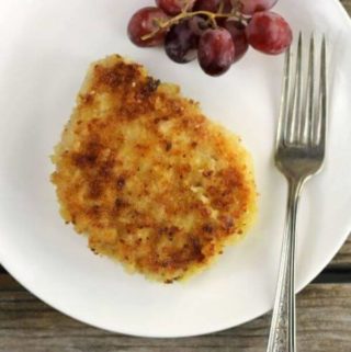 Pinterest picture of a breaded pork chop.