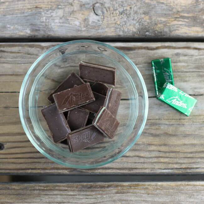 Andes candies in a glass bowl.