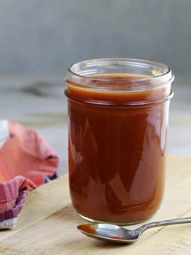 A side view of homemade BBQ sauce.